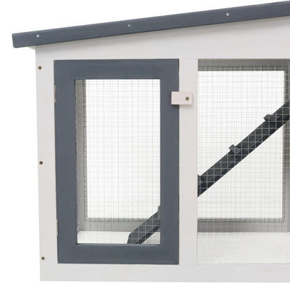 vidaXL Clapier large d'extérieur Gris et blanc 204x45x85 cm Bois
