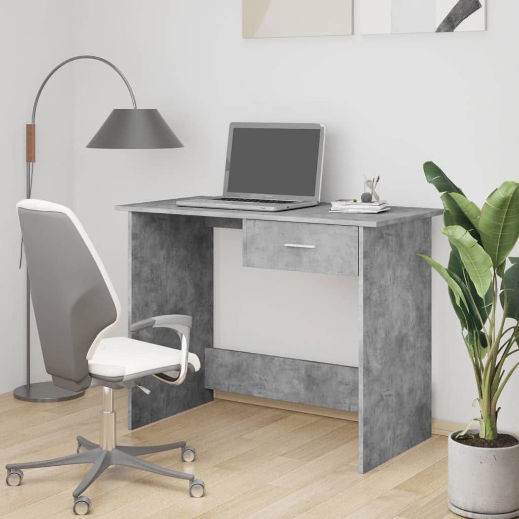 vidaXL Bureau Gris béton 100 x 50 x 76 cm Aggloméré