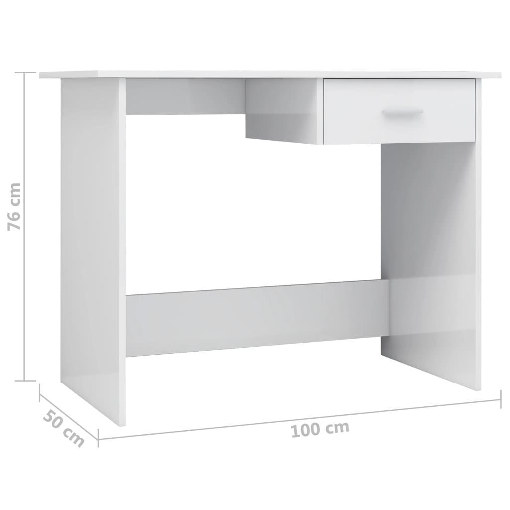 vidaXL Bureau Blanc brillant 100 x 50 x 76 cm Aggloméré