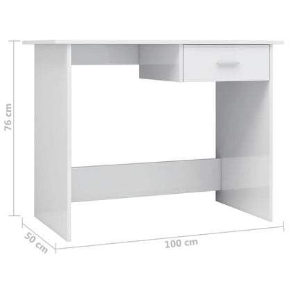 vidaXL Bureau Blanc brillant 100 x 50 x 76 cm Aggloméré
