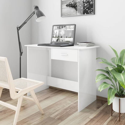 vidaXL Bureau Blanc brillant 100 x 50 x 76 cm Aggloméré