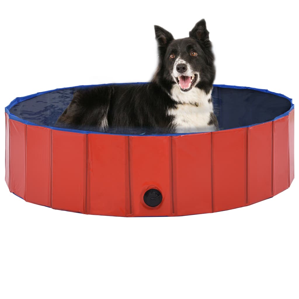 vidaXL Piscine pliable pour chiens Rouge 120x30 cm PVC
