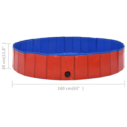 vidaXL Piscine pliable pour chiens Rouge 160x30 cm PVC
