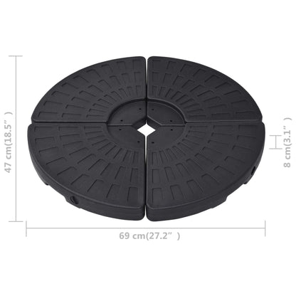 vidaXL Socle de parasol en forme d'éventail 4 pcs Noir