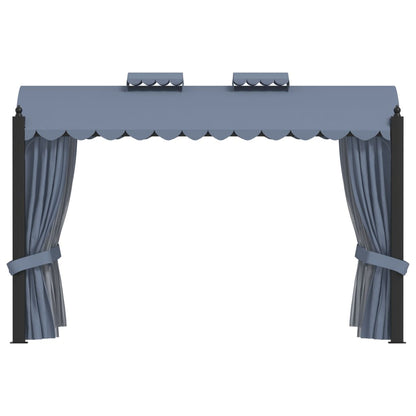 vidaXL Tonnelle avec rideaux 3x4 m Anthracite Acier