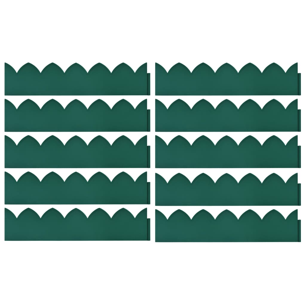 vidaXL Bordures de jardin 10 pcs Vert 65x15 cm PP