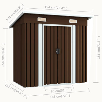 vidaXL Abri de stockage pour jardin Marron 194x121x181 cm Acier