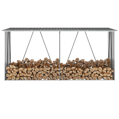 vidaXL Abri de stockage à bois Acier galvanisé 330x84x152cm Anthracite
