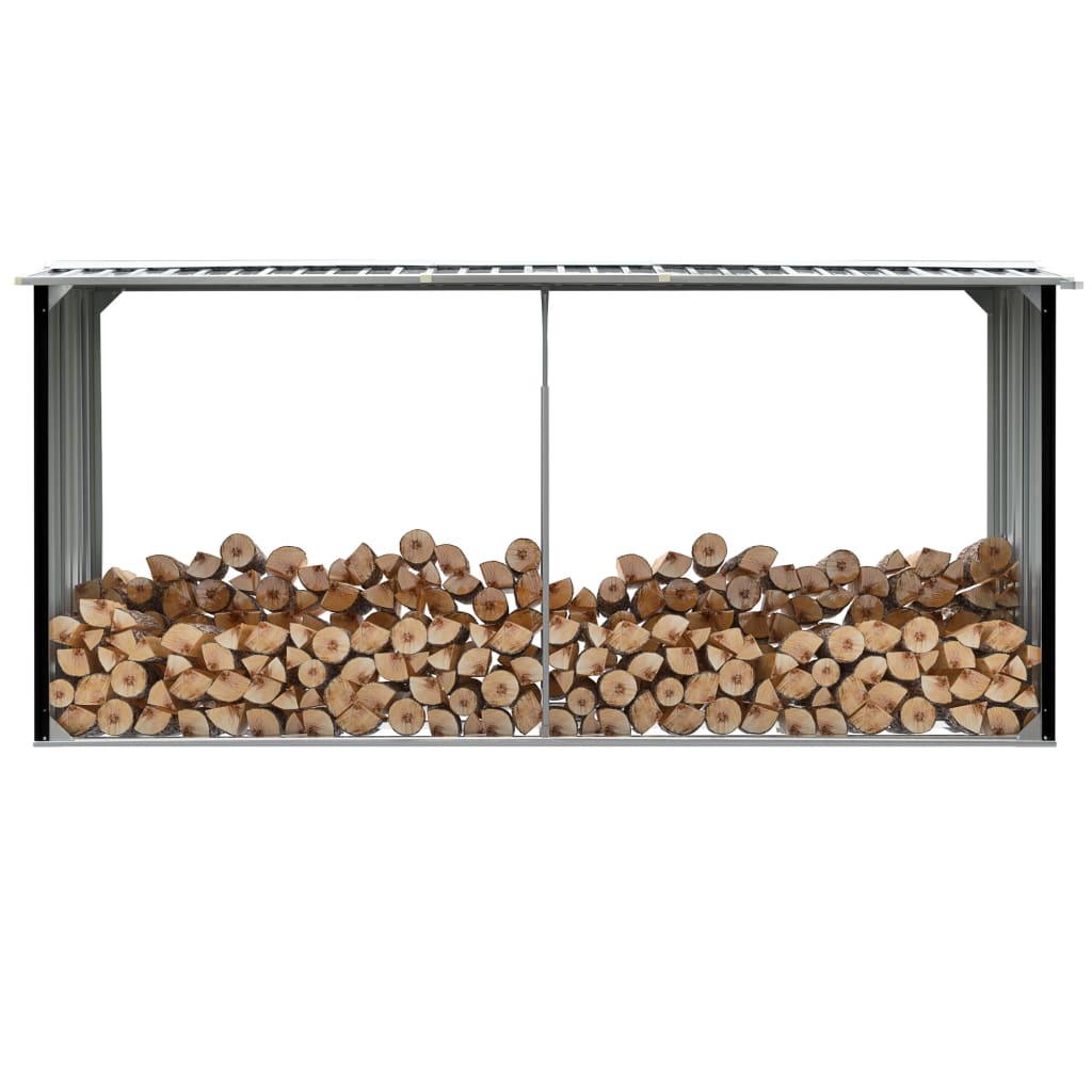 vidaXL Abri de stockage à bois Acier galvanisé 330x92x153cm Anthracite