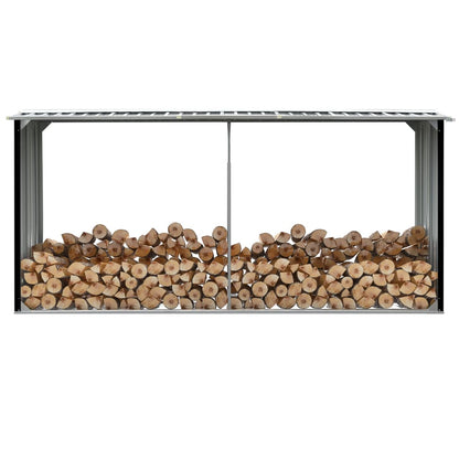 vidaXL Abri de stockage à bois Acier galvanisé 330x92x153cm Anthracite