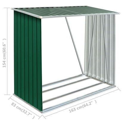 vidaXL Abri de stockage de bois Acier galvanisé 163x83x154 cm Vert
