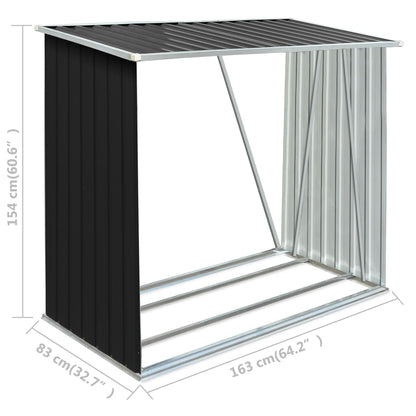 vidaXL Abri de stockage à bois Acier galvanisé 163x83x154cm Anthracite