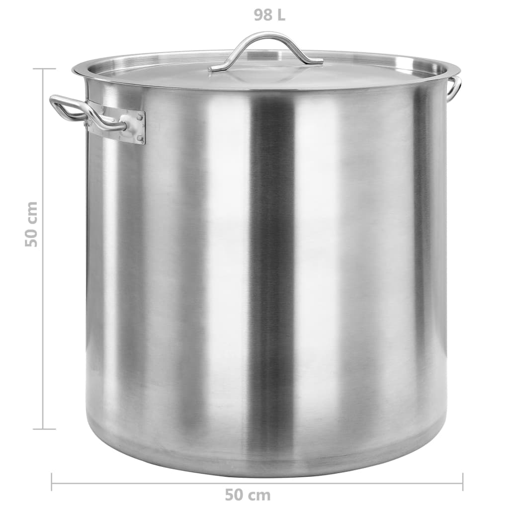 vidaXL Marmite 98 L 50x50 cm Acier inoxydable