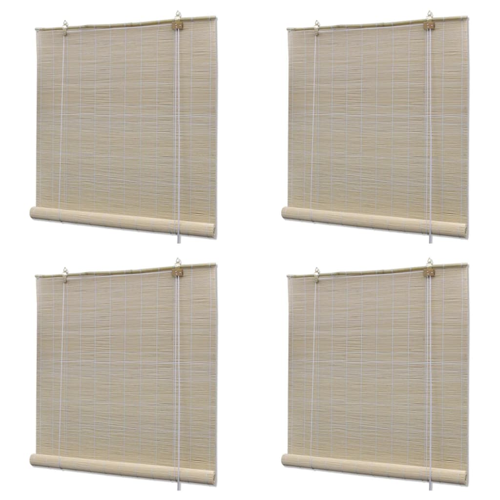 vidaXL Stores à rouleau Bambou naturel 4 pcs 120x160 cm