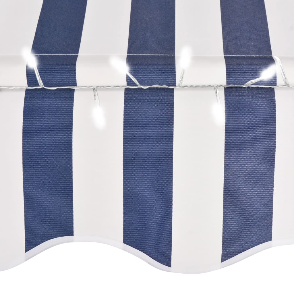 vidaXL Auvent manuel rétractable avec LED 150 cm Bleu et blanc