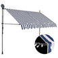 vidaXL Auvent manuel rétractable avec LED 250 cm Bleu et blanc