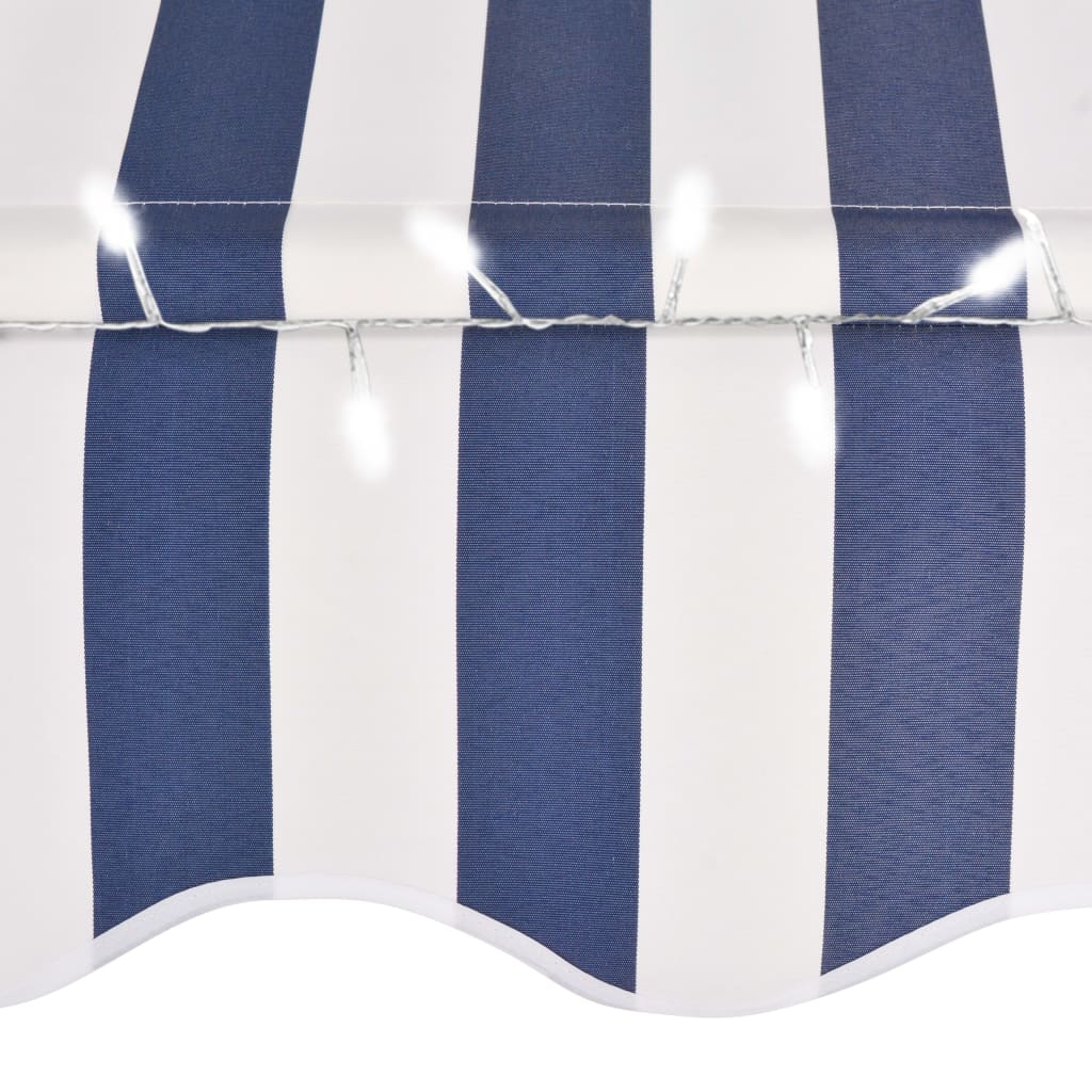 vidaXL Auvent manuel rétractable avec LED 250 cm Bleu et blanc