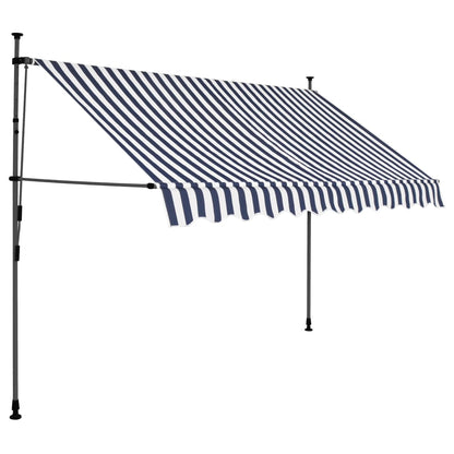 vidaXL Auvent manuel rétractable avec LED 300 cm Bleu et blanc