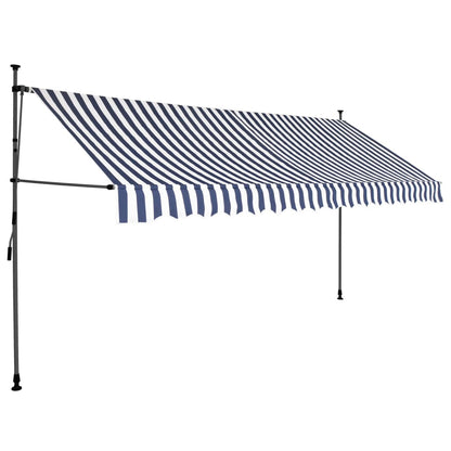 vidaXL Auvent manuel rétractable avec LED 400 cm Bleu et blanc