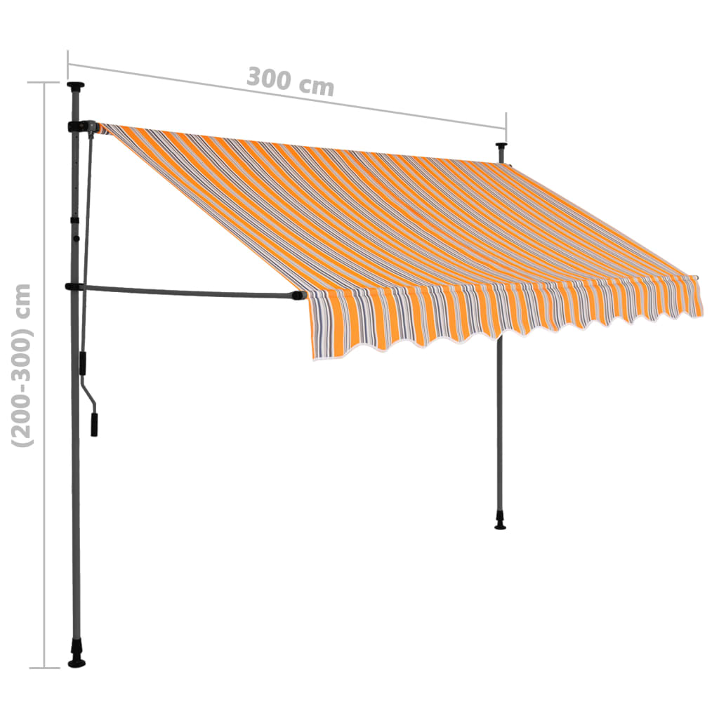 vidaXL Auvent manuel rétractable avec LED 300 cm Jaune et bleu