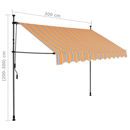 vidaXL Auvent manuel rétractable avec LED 300 cm Jaune et bleu