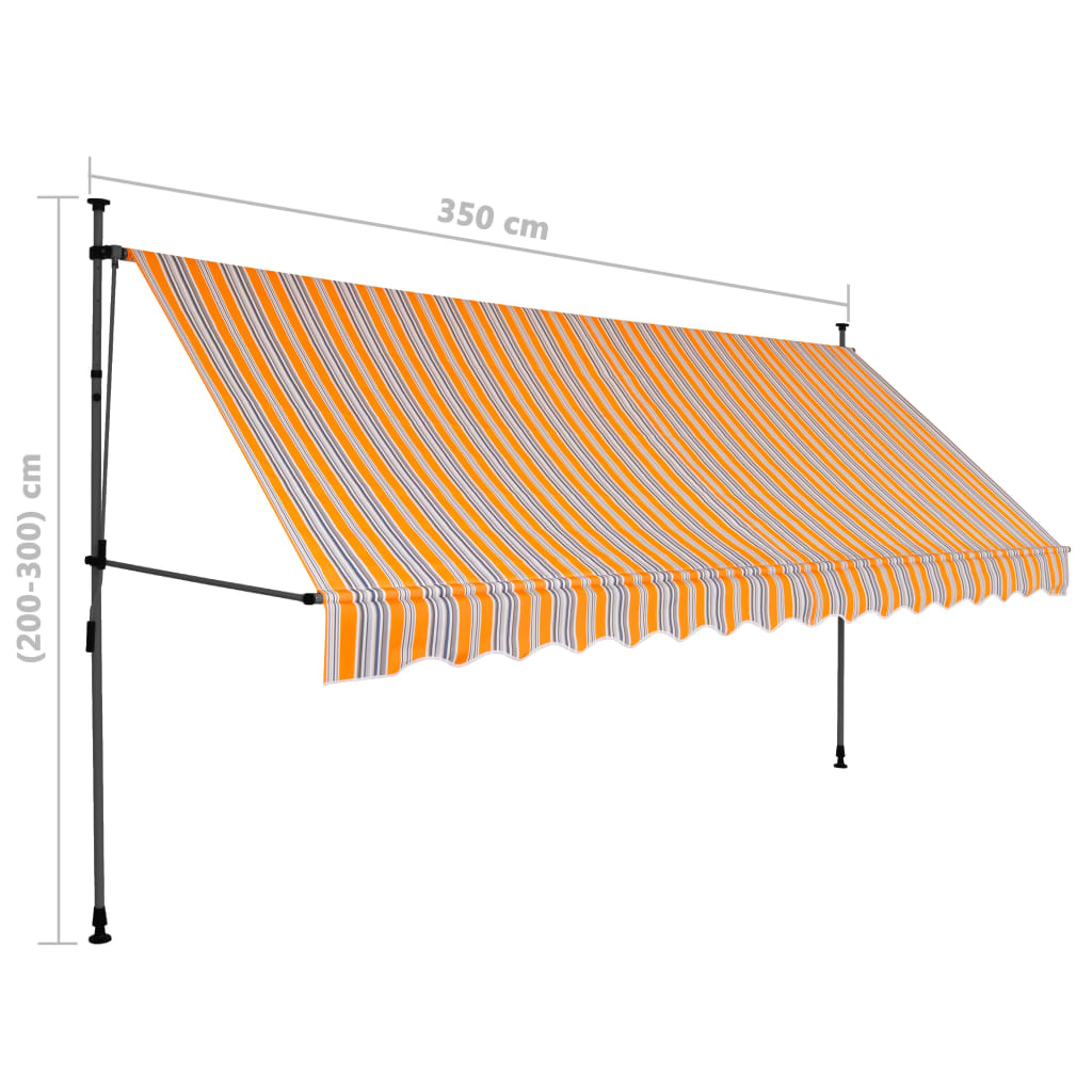 vidaXL Auvent manuel rétractable avec LED 350 cm Jaune et bleu