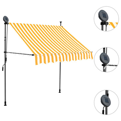 vidaXL Auvent manuel rétractable avec LED 150 cm Blanc et orange