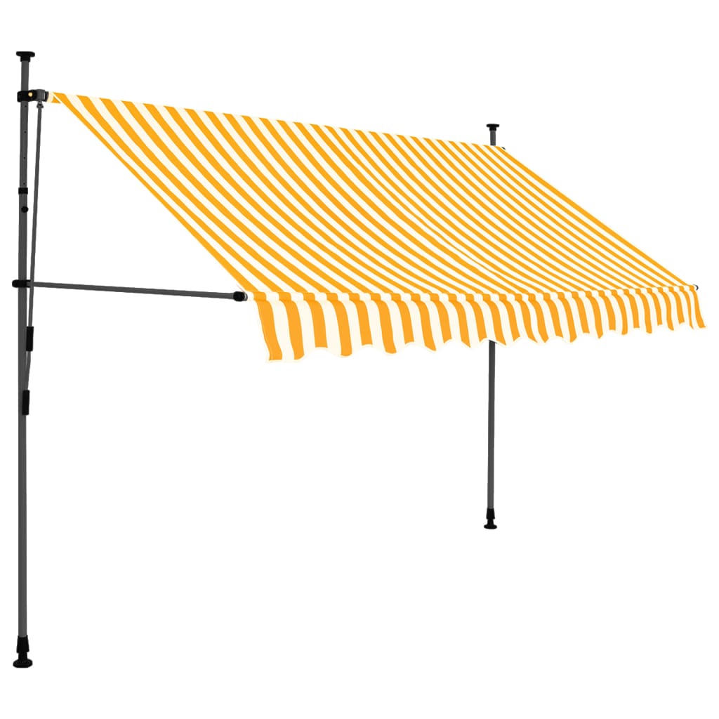 vidaXL Auvent manuel rétractable avec LED 300 cm Blanc et orange