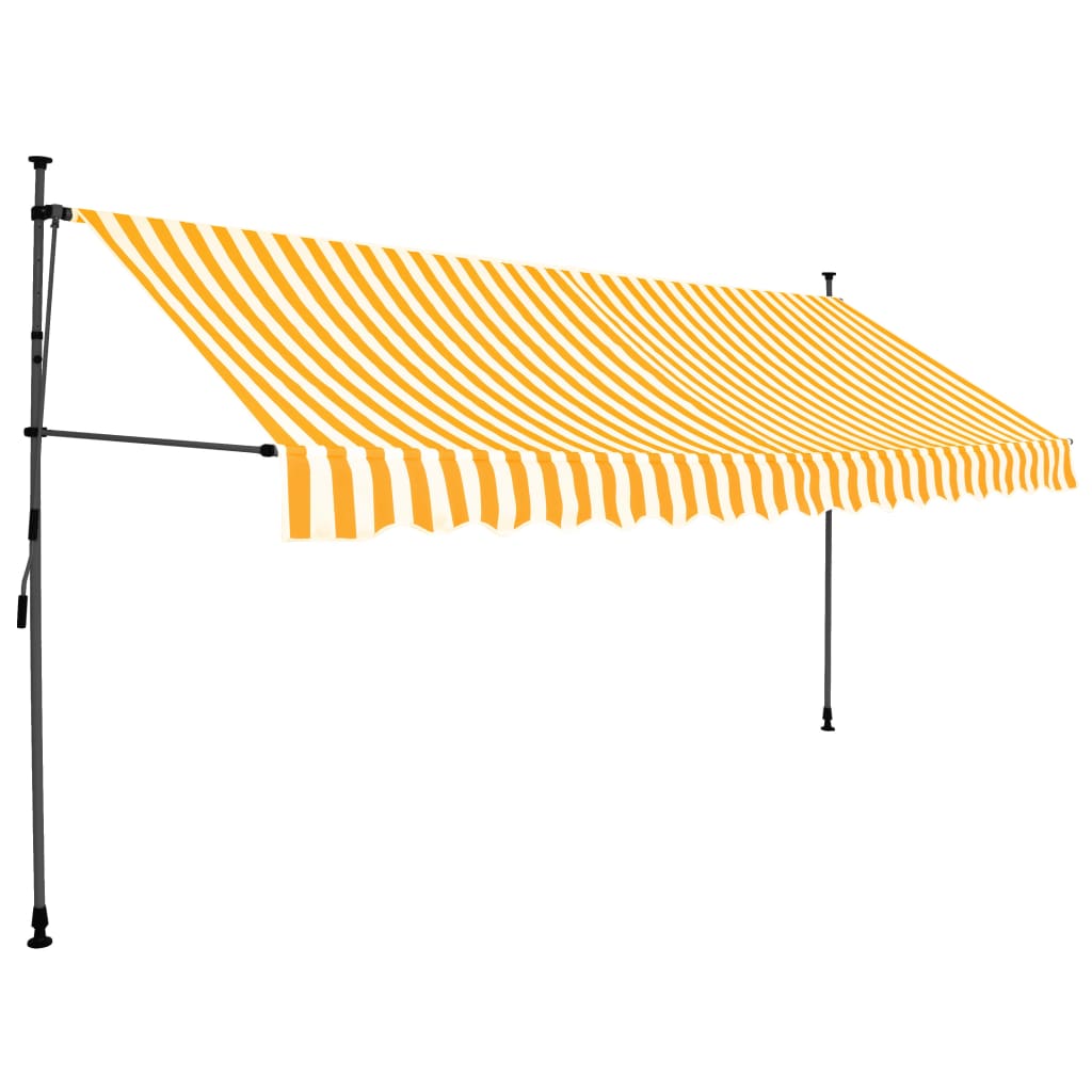 vidaXL Auvent manuel rétractable avec LED 350 cm Blanc et orange