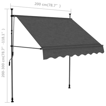 vidaXL Auvent manuel rétractable avec LED 200 cm Anthracite