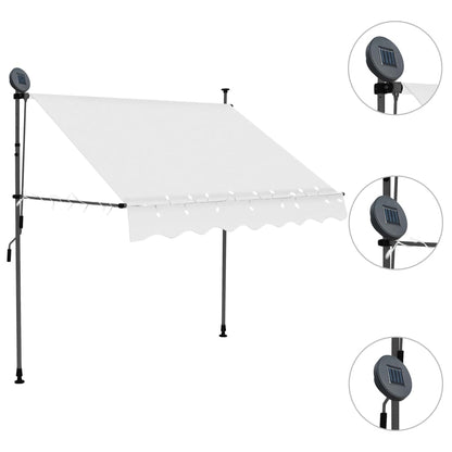 vidaXL Auvent manuel rétractable avec LED 150 cm Crème