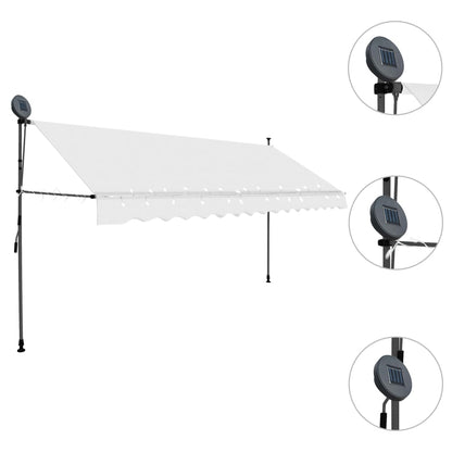 vidaXL Auvent manuel rétractable avec LED 400 cm Crème