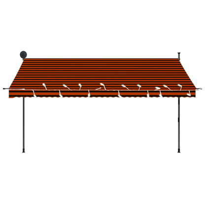 vidaXL Auvent manuel rétractable avec LED 350 cm Orange et marron