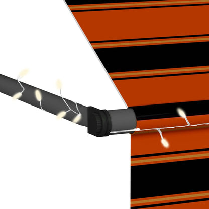 vidaXL Auvent manuel rétractable avec LED 350 cm Orange et marron