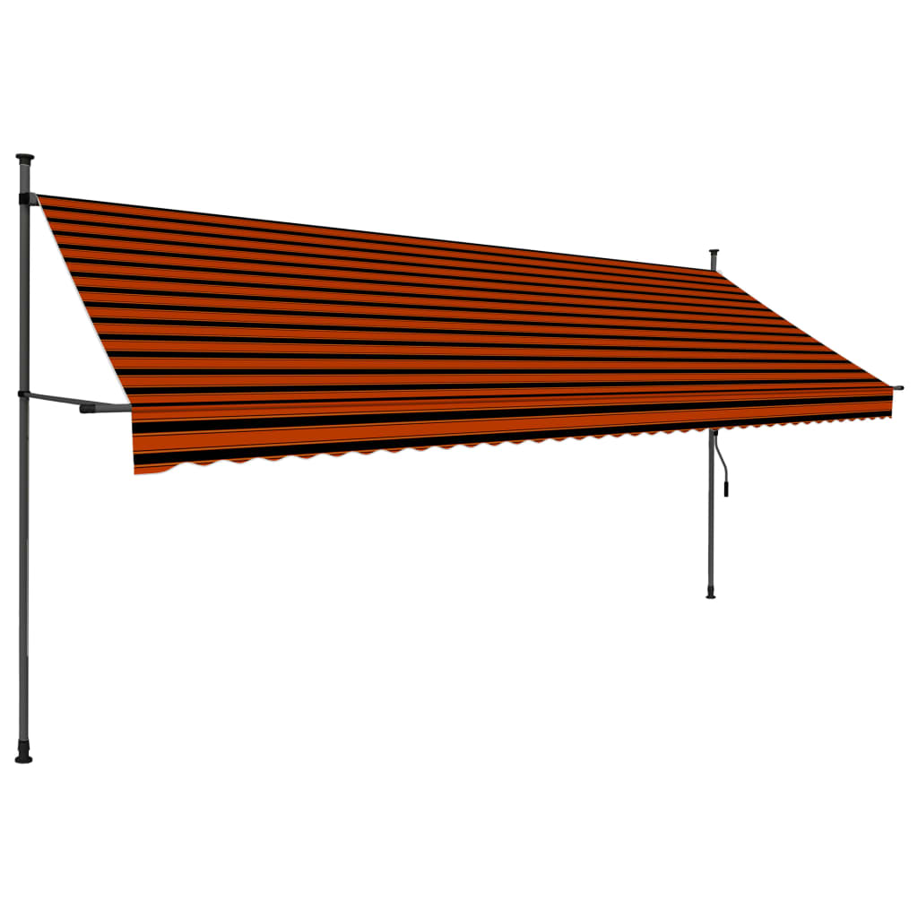 vidaXL Auvent manuel rétractable avec LED 400 cm Orange et marron