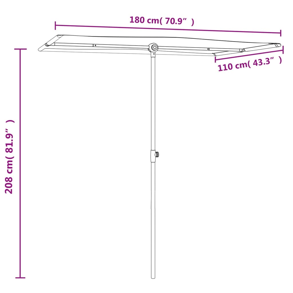 vidaXL Parasol d'extérieur avec mât en aluminium 180x110 cm Vert