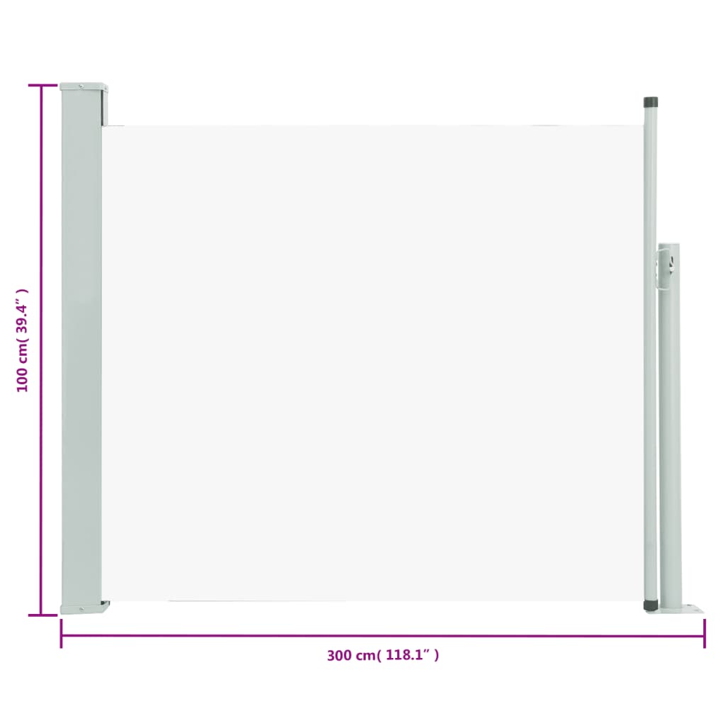 vidaXL Auvent latéral rétractable de patio 100x300 cm Crème