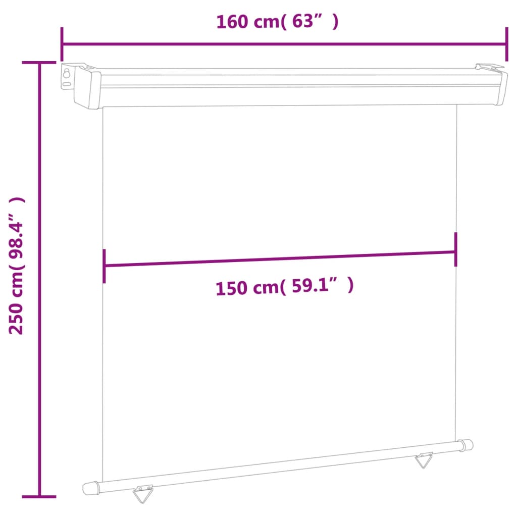 vidaXL Auvent latéral de balcon 160x250 cm Bleu