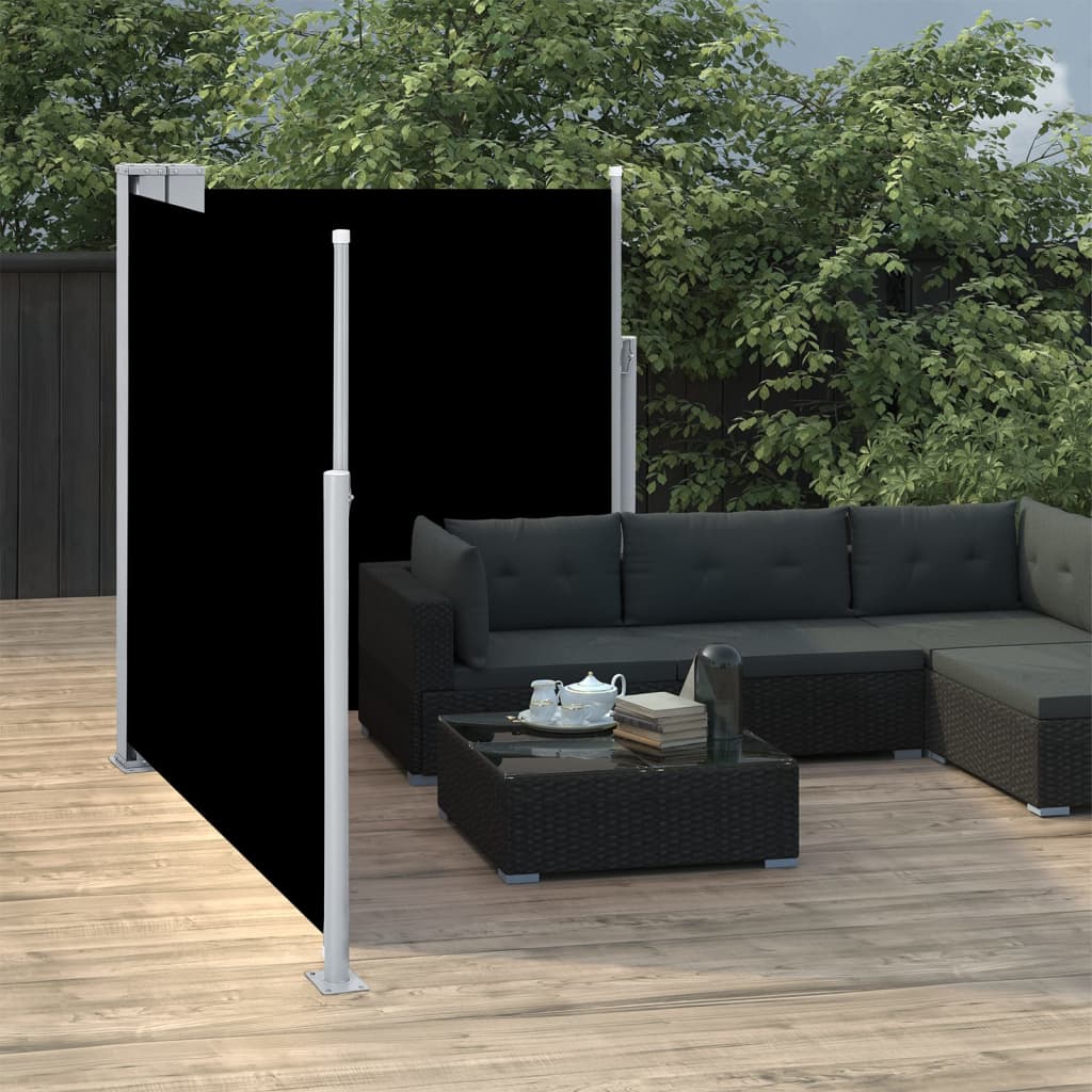 vidaXL Auvent latéral rétractable Noir 140 x 600 cm