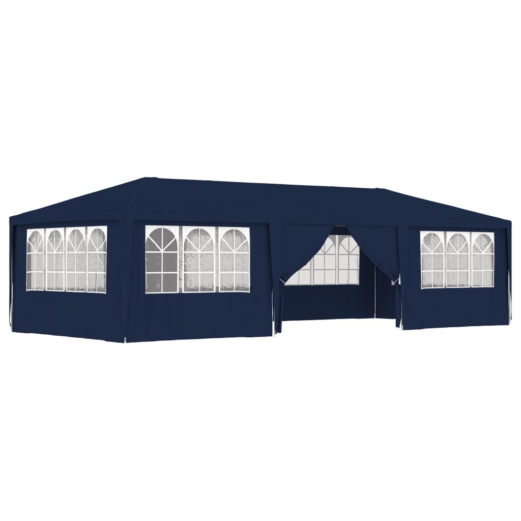 vidaXL Tente de réception avec parois latérales 4x9 m Bleu 90 g/m²