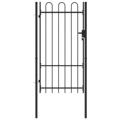 vidaXL Portillon simple porte avec dessus arqué Acier 1x1,75 m Noir