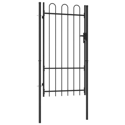 vidaXL Portillon simple porte avec dessus arqué Acier 1x1,75 m Noir