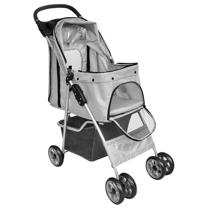 vidaXL Poussette pliable pour chiens/chats Gris