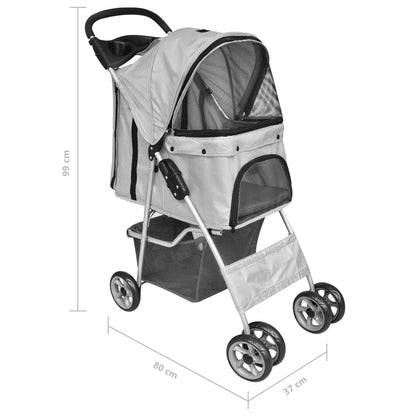 vidaXL Poussette pliable pour chiens/chats Gris