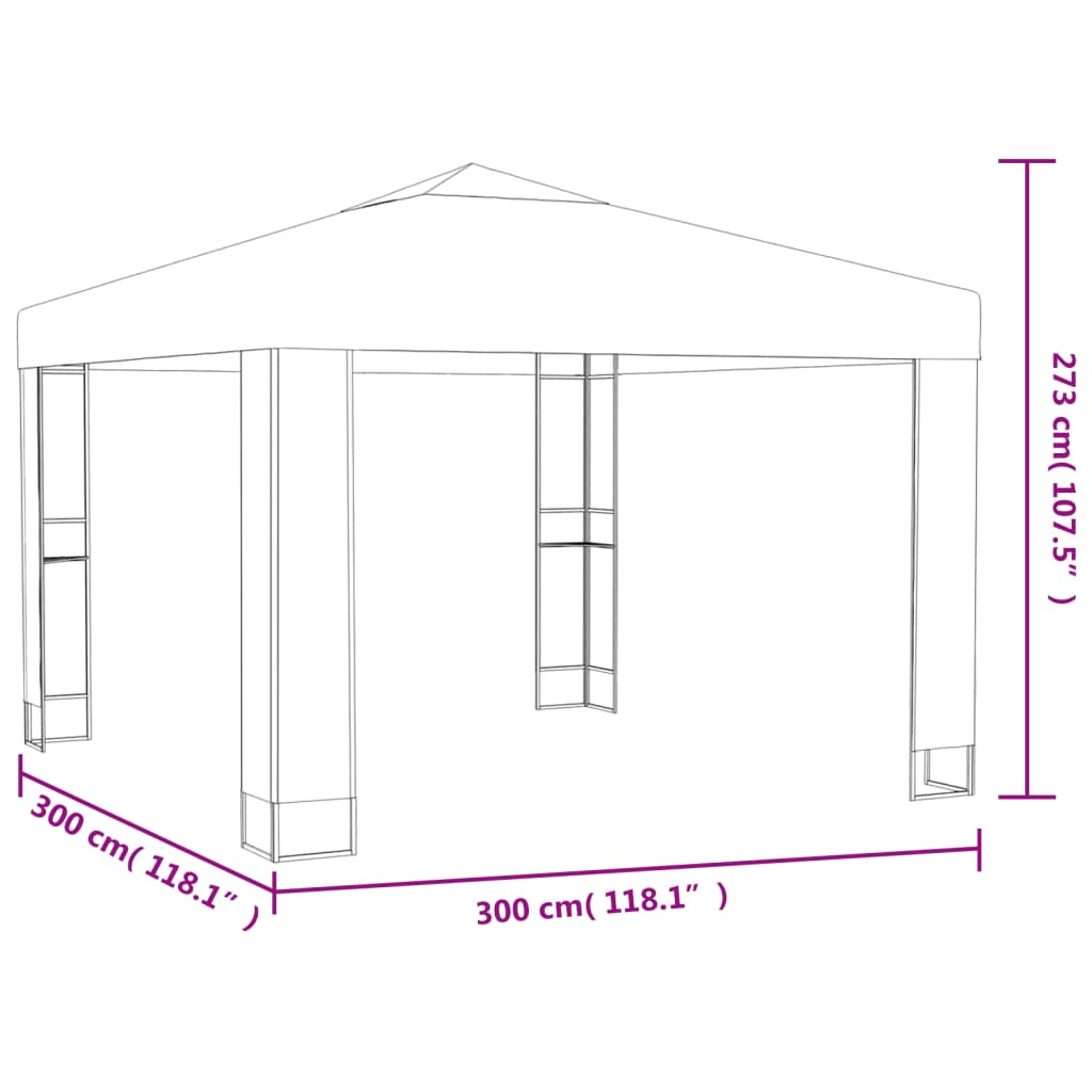 vidaXL Tonnelle avec toit double 3x3 m Anthracite