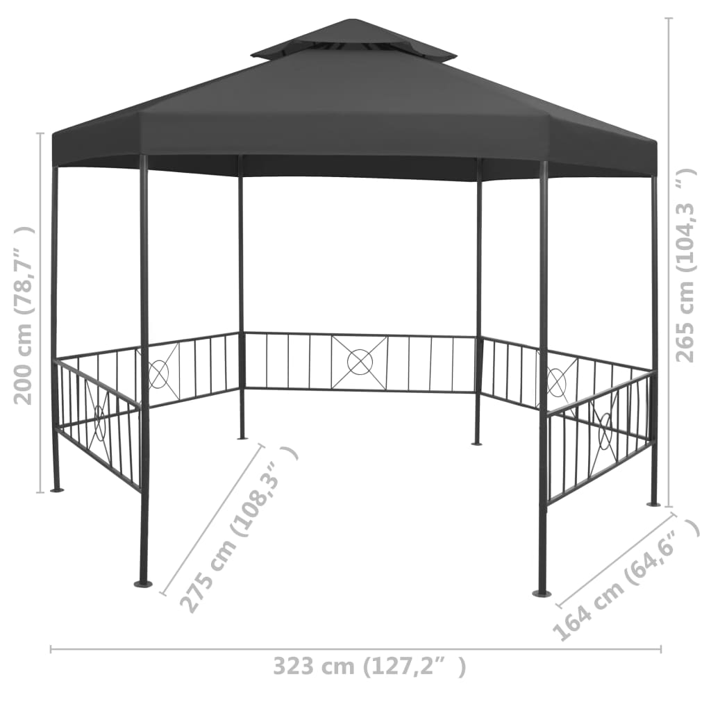 vidaXL Belvédère de jardin 323x275x265 cm Anthracite