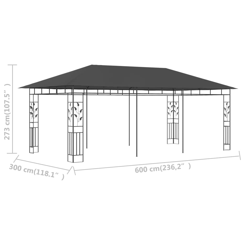 vidaXL Belvédère avec moustiquaire 6x3x2,73 m Anthracite