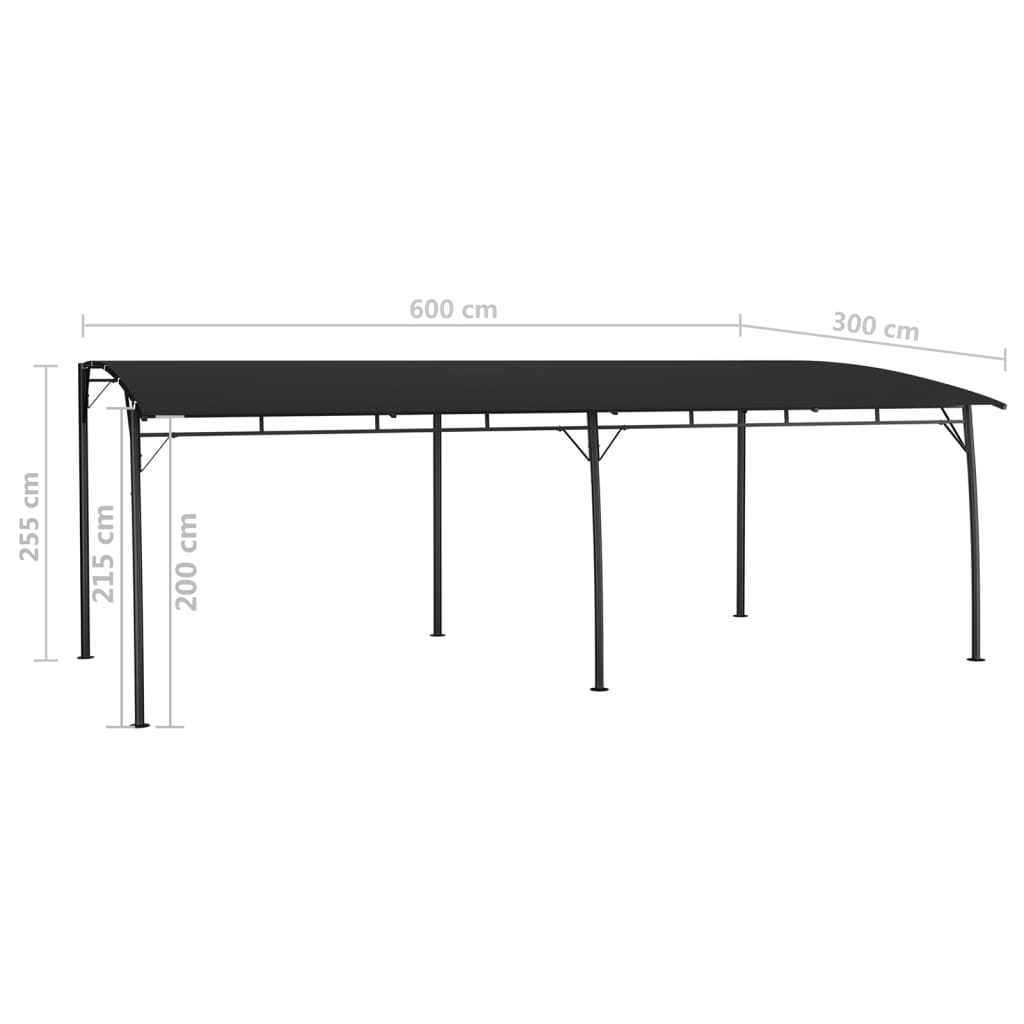 vidaXL Auvent pare-soleil de jardin 6x3x2,55 m Anthracite