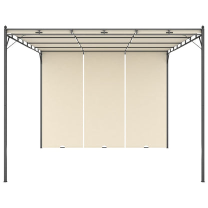 vidaXL Belvédère de jardin avec rideau latéral 4x3x2,25 m Crème