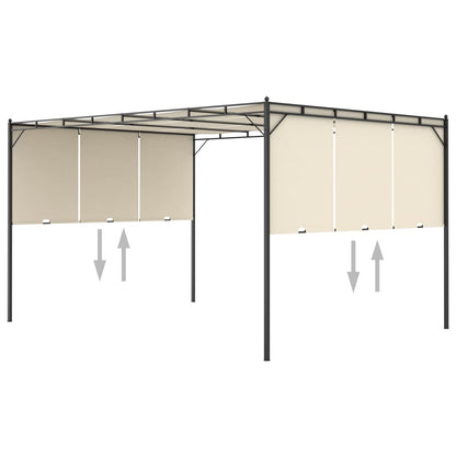 vidaXL Belvédère de jardin avec rideau latéral 4x3x2,25 m Crème